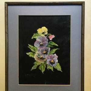 1994 Original painting on canvas board professionally framed flowers signed